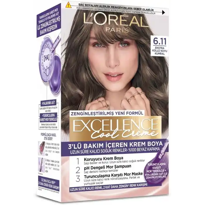 LOreal Paris Excellence Cool Creme 6.11 Ekstra Küllü Koyu Kumral Saç Boyası