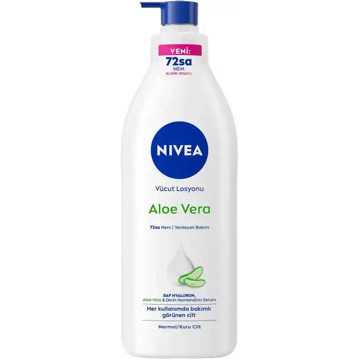 NIVEA Vücut Losyonu Aloe Vera 400 ml, Normal ve Kuru Ciltler için,72 Saat Nemlendirici,Hyaluron,Aloe Vera,Yenileyici Bakım