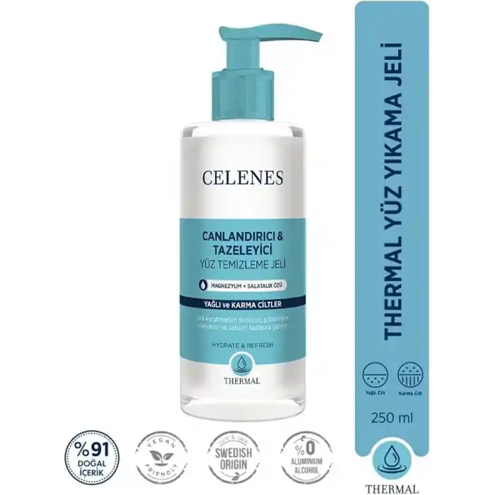 Celenes By Sweden Thermal Yüz Yıkama Jeli Yağlı ve Karma Ciltler (250 ml)