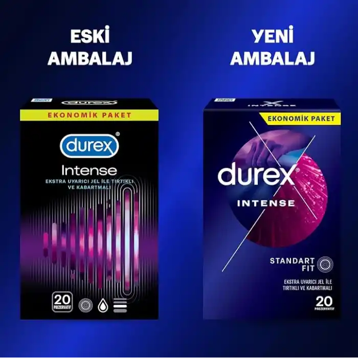 Durex Intense 30lı Uyarıcı Jelli Ve Tırtıklı Prezervatif, Düz, Kokusuz, Lateks