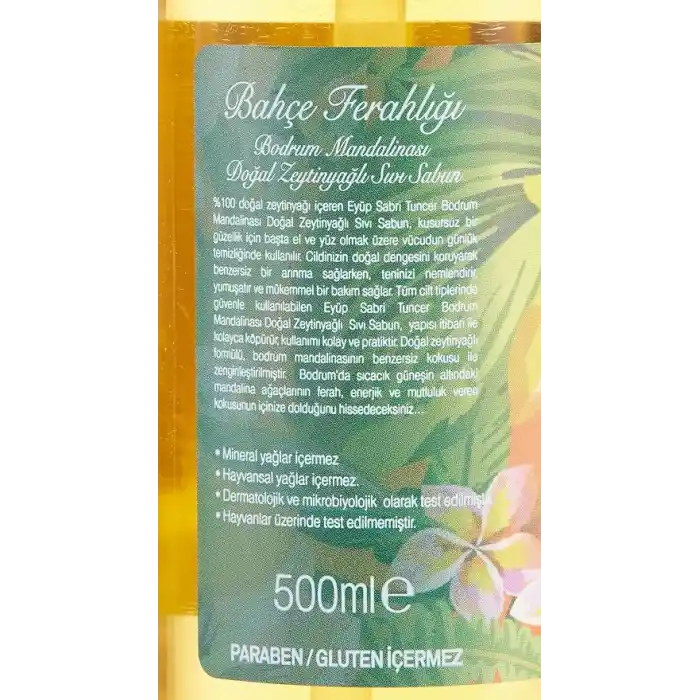 Eyüp Sabri Tuncer Doğal Zeytinyağlı Sıvı Sabun Bodrum Mandalinasi Pet Şişe (500 ml)