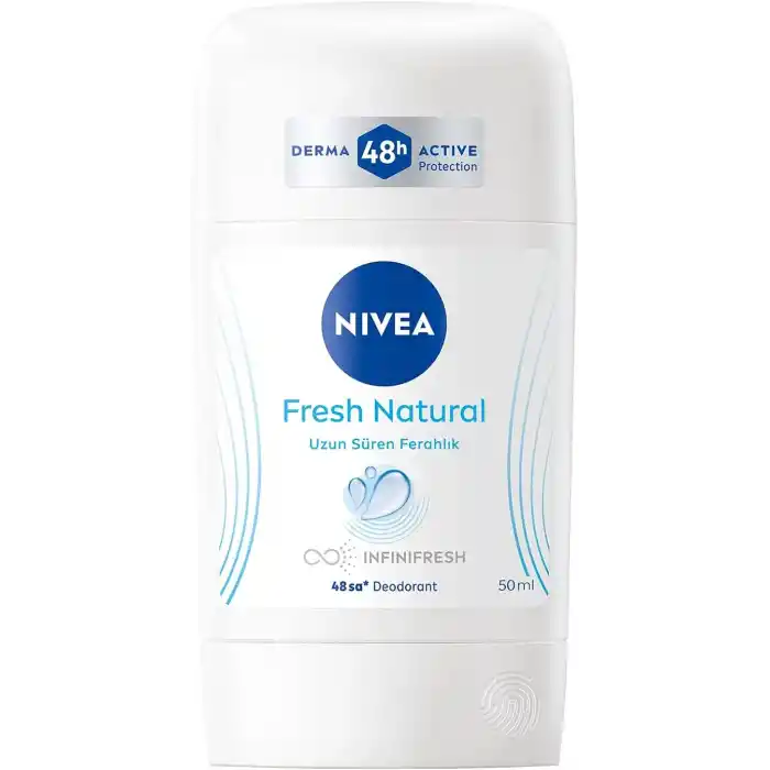 NIVEA Kadın Stick Deodorant Fresh Natural 50ml, Ter Kokusuna Karşı 48 Saat Koruma, Uzun Süren Ferahlık