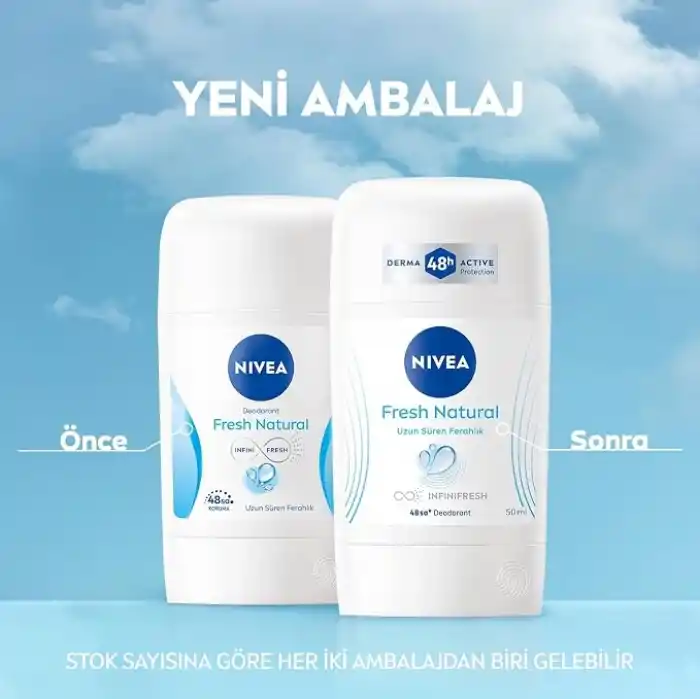NIVEA Kadın Stick Deodorant Fresh Natural 50ml, Ter Kokusuna Karşı 48 Saat Koruma, Uzun Süren Ferahlık