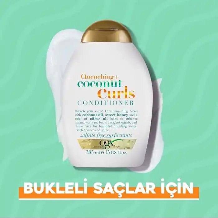 ogx bukleli saçlar için nemlendirici coconut curls sülfatsız bakım kremi (385 ml)