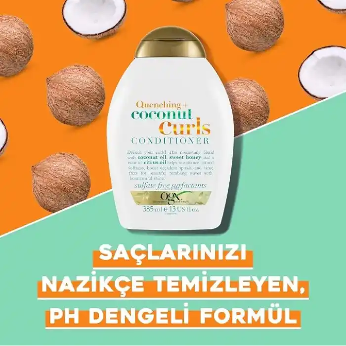 ogx bukleli saçlar için nemlendirici coconut curls sülfatsız bakım kremi (385 ml)