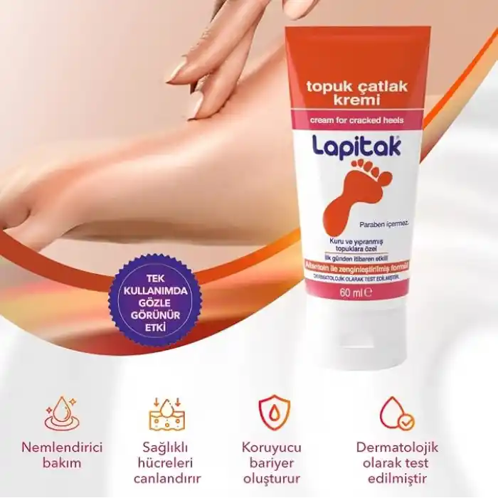 Lapitak Topuk Çatlak Kremi 60ml - Ayak Kremi - Ayak Bakımı - Ayaklardaki Çatlakları Engenlemeye Yardımcı olur. Kuru ve Yıpranmış Ayaklarda 24 saat içinde etkisi hissedilir.