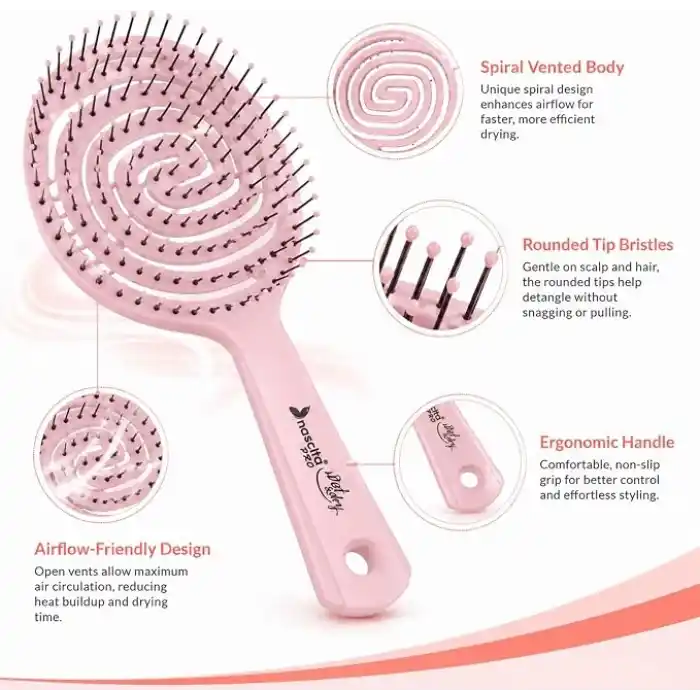 Nascita Pro 3D Flexi Kontrol Açma Tarama Saç Fırçası Pembe - 40