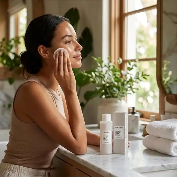 Maruderm Glikolik Asit%7 Aydınlatıcı ve Leke Görünümü Karşıtı Tonik – Meyan Kökü & Hyaluronik Asit ile Pürüzsüzleştirici Peeling Tonik, 250 ML