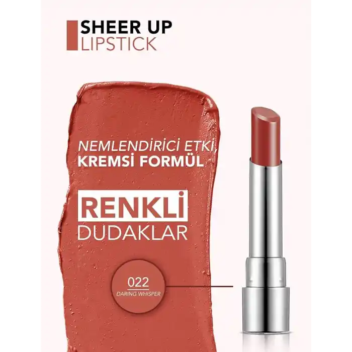 Flormar Nemlendirici Parlak Ruj- Sheer Up Lipstick - 022 Daring Whisper - 8682536097949