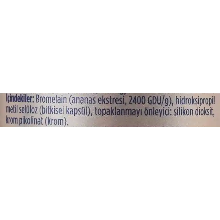 Dynavit Bromelain (Ananas Ekstresi)&Krom Pikolinat 60 Bitkisel Kapsül - Ödem Atımı&Diyetisyen Önerisi - 500 mg (1200 GDU) Bromelain&200 mcg Krom