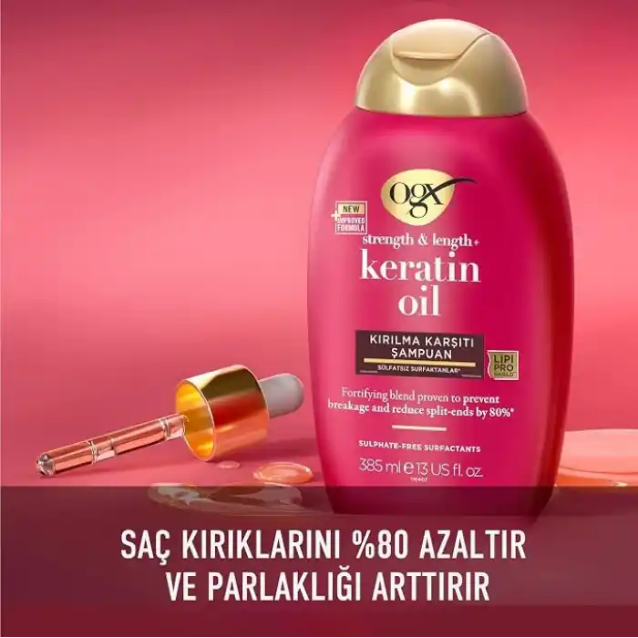 OGX Keratin Oil Şampuan 385 ml + Bakım Kremi 385 ml 2li Set
