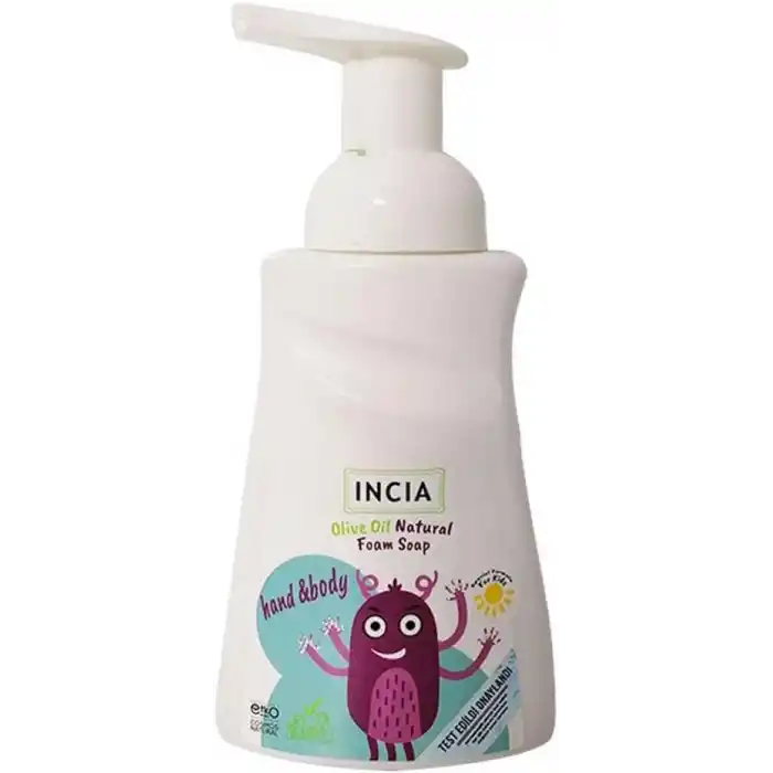 INCIA%100 Doğal Köpük Kastil Sabunu Çocuklar İçin Zeytinyağlı 10 Bitkisel Değerli Yağ Vegan 200 ml