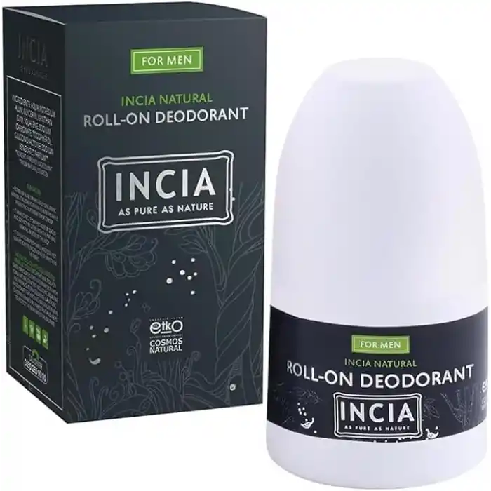 INCIA%100 Doğal Roll On Deodorant Erkekler İçin Ter Kokusu Önleyici Leke Yapmayan 50 ml