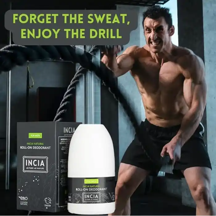 INCIA%100 Doğal Roll On Deodorant Erkekler İçin Ter Kokusu Önleyici Leke Yapmayan 50 ml