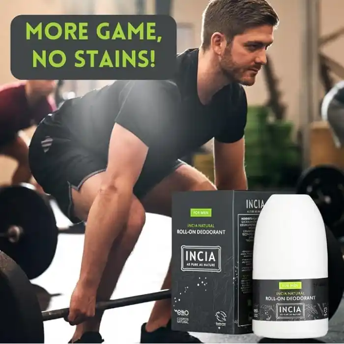 INCIA%100 Doğal Roll On Deodorant Erkekler İçin Ter Kokusu Önleyici Leke Yapmayan 50 ml