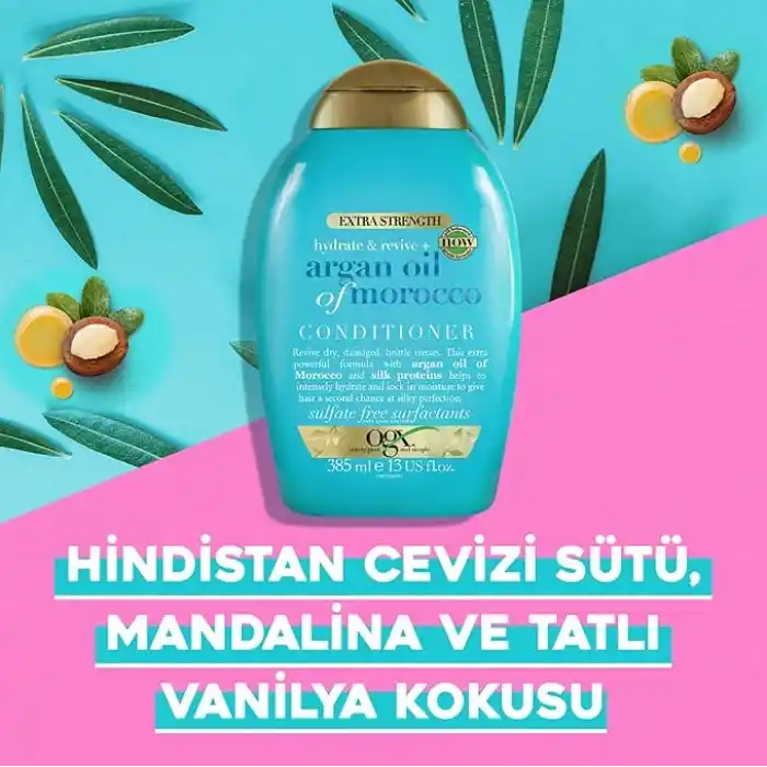 ogx ekstra güçlü nemlendirici ve canlandırıcı argan oil of morocco sülfatsız saç kremi (1 x 385 ml)