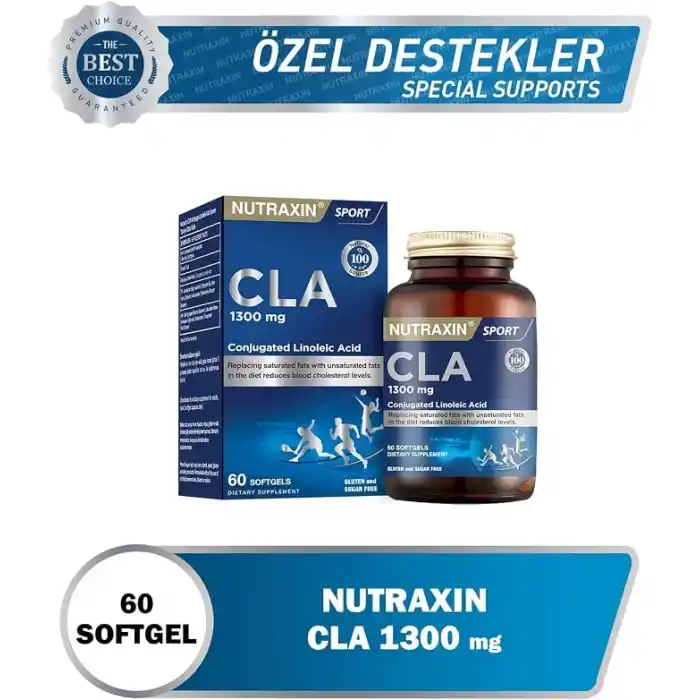 Nutraxin Tonalin CLA 1300 mg | Konjuge Linoleik Asit | Kas Kütlesi Koruyucu | 60 Yumuşak Kapsül