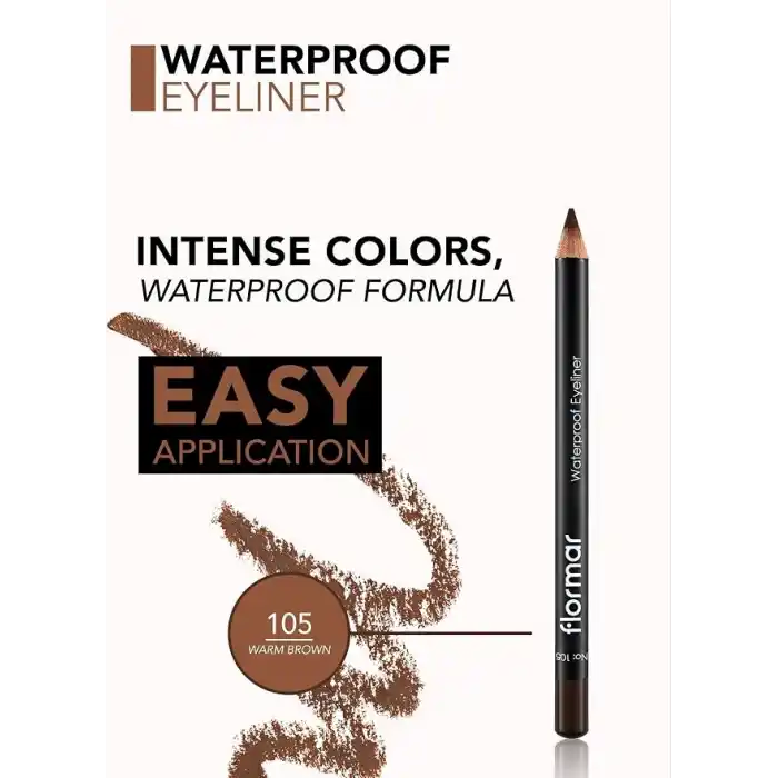 Flormar Suya Dayanıklı Mat Göz Kalemi (KAHVE) - Waterproof Eyeliner - 105 Warm Brown - 8690604109050