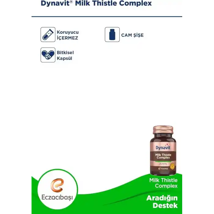 Dynavit Milk Thistle Complex 60 Kapsül - Deve Dikeni Tohum, Silimarin, Enginar, Karahindiba, Maydanoz