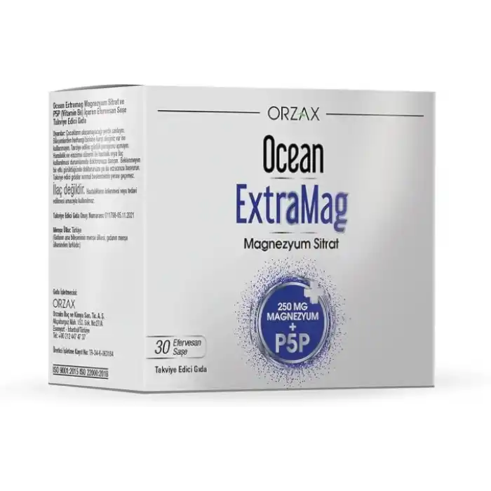 Orzax Ocean Extramag 250 Magnezyum Sitrat + P5P 30 Saşe