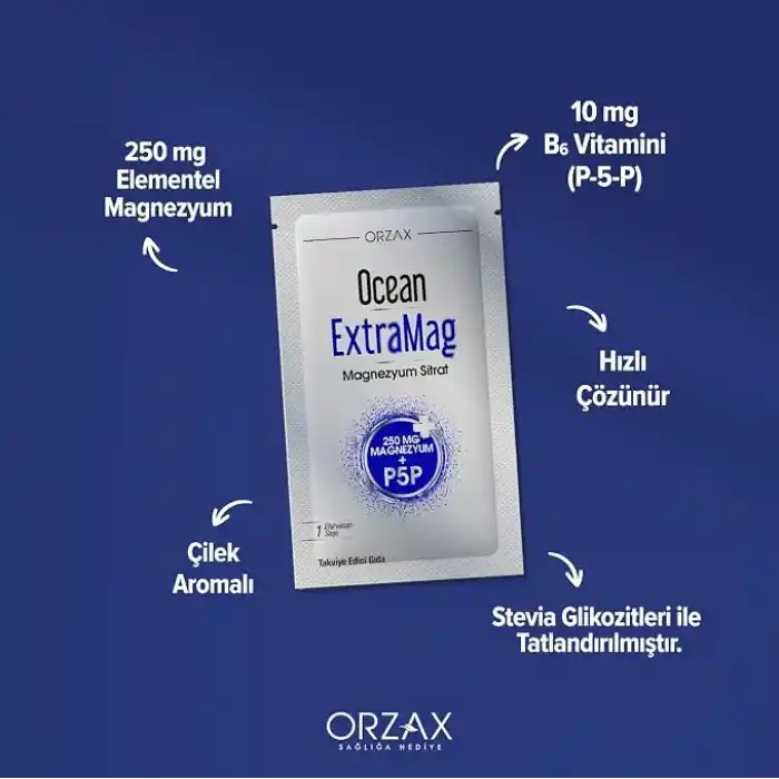 Orzax Ocean Extramag 250 Magnezyum Sitrat + P5P 30 Saşe