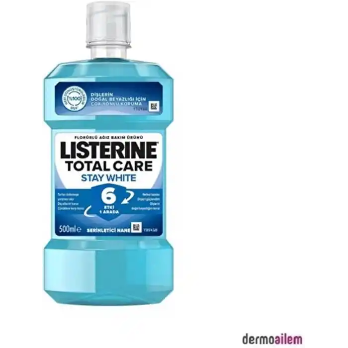 Listerine Total Care Stay White Ağız Bakım Suyu, 500 ml, 6 Etki 1 Arada