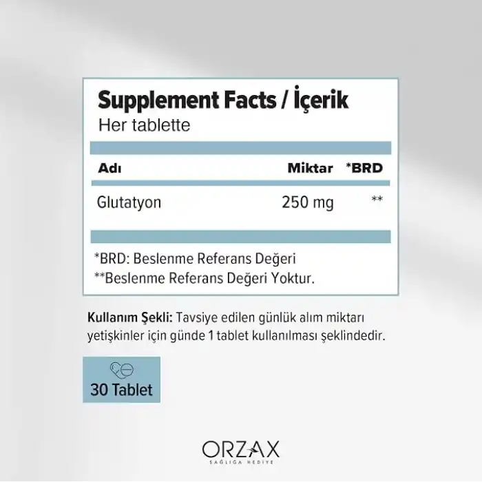 Ocean L-Glutatyon 250 mg 30 Tablet Takviye Edici Gıda