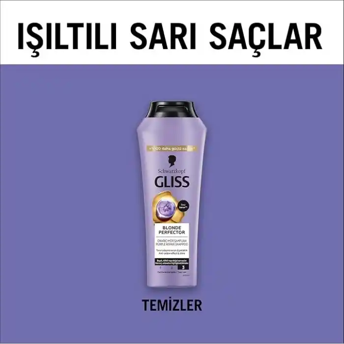 Gliss Blonde Perfector Turunculaşma Karşıtı Onarıcı Şampuan Peptit ve Yaban Mersini Özü ile 250 ml