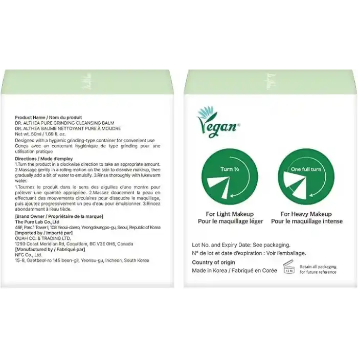 Dr.Althea Saf Taşlama Temizleme Balsamı | Madecassoside ile Hijyenik Tek Adım Makyaj Temizleyici | Yağsız Şerbet Doku | Nazik, Yatıştırıcı Tüm Cilt Tipleri için | Kore Vegan Cilt Bakımı | 1.7 Fl Oz