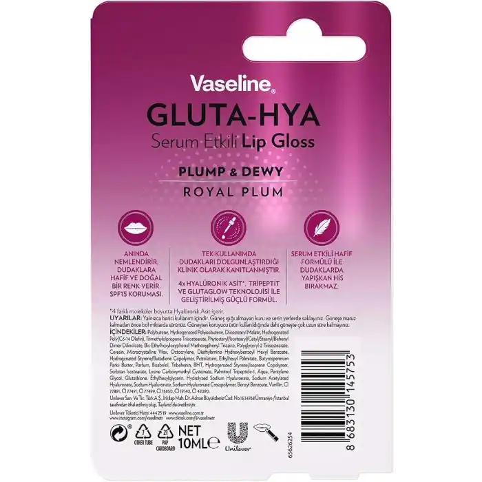 Vaseline Gluta Hya Serum Etkili Lip Gloss Royal Plum