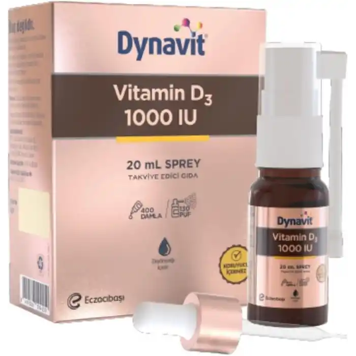 Dynavit Vitamin D3 1000 IU (25mcg) 20 mL Sprey - Bağışıklık & Kas & Kemik - D3 Vitamini