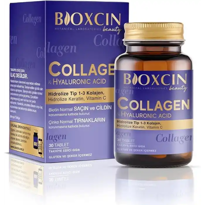 Bioxcin Beauty Collagen 30 Tablet – Tip1 Tip 3 Hidrolize Kolajen, Hyaluronik Asit, Vitamin C ve Biotin İçeren Takviye