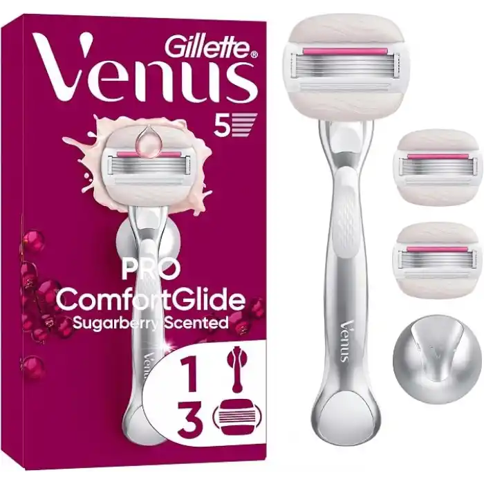 Gillette Venus Pro ComfortGlide Sugarberry Kokulu Kadın Tıraş Bıçağı, 3 Yedek Tıraş Bıçağı