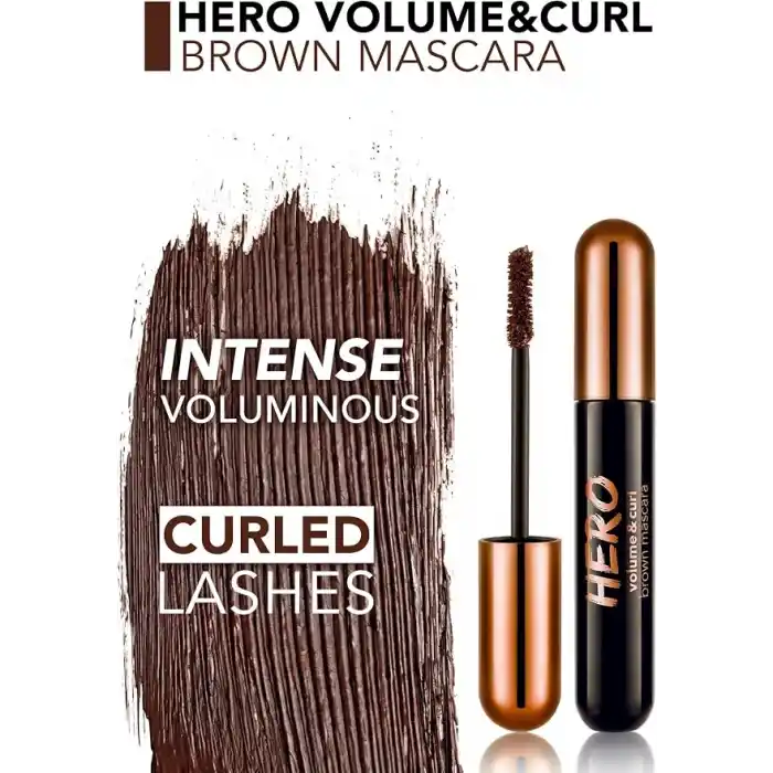 Hero Volume & Curl Yoğun Hacim Veren Nemlendirici Etkili Kahverengi Maskara