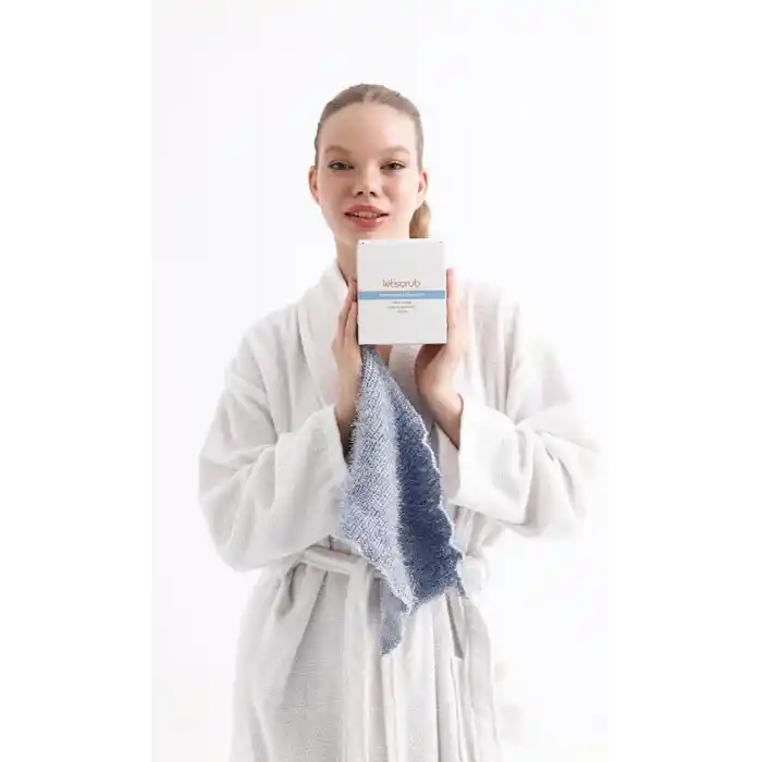 Letscrub Süper Esnek Mavi Banyo Lifi Tüm Cilt Tiplerine Uygun Duş Lifi Unisex 20x30 Cm