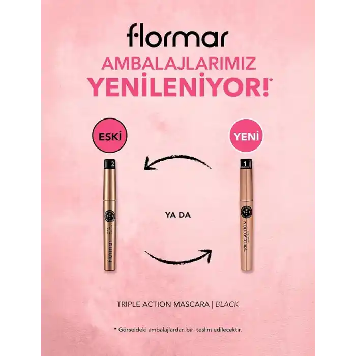 Flormar 3 Kademeli Ayarlanabilir Maskara (SİYAH) - Triple Action Mascara - 001-8690604275588