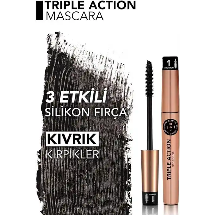 Flormar 3 Kademeli Ayarlanabilir Maskara (SİYAH) - Triple Action Mascara - 001-8690604275588