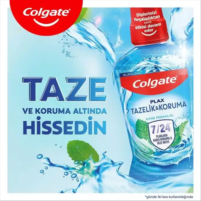 Colgate Plax Nane Ferahlığı Plağa Karşı Alkolsüz Ağız Bakım Suyu 500 mL