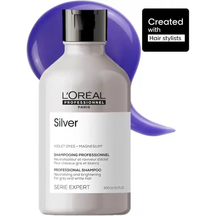 LOréal Professionnel Paris Serie Expert Silver Çok Açık Sarı, Gri ve Beyaz Saçlar için Renk Dengeleyici Mor Şampuanı 300 ml
