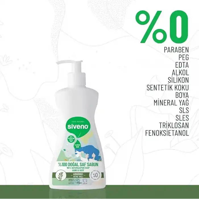 Siveno%100 Doğal Sıvı Kastil Sabun Defne Yağlı Yoğun Nemlendirici Arındırıcı Bitkisel Vegan 300 ml