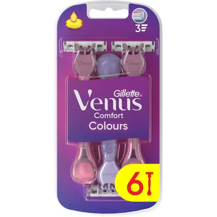 Gillette Venus Comfort Colours Kadın Tıraş Bıçakları, 6 Kadın Tıraş Bıçakları