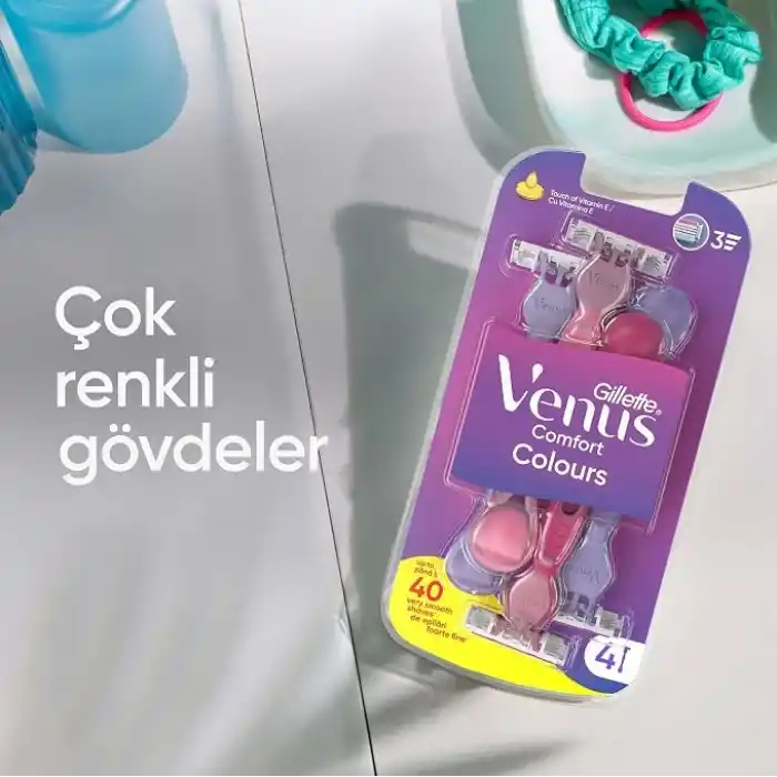 Gillette Venus Comfort Colours Kadın Tıraş Bıçakları, 6 Kadın Tıraş Bıçakları