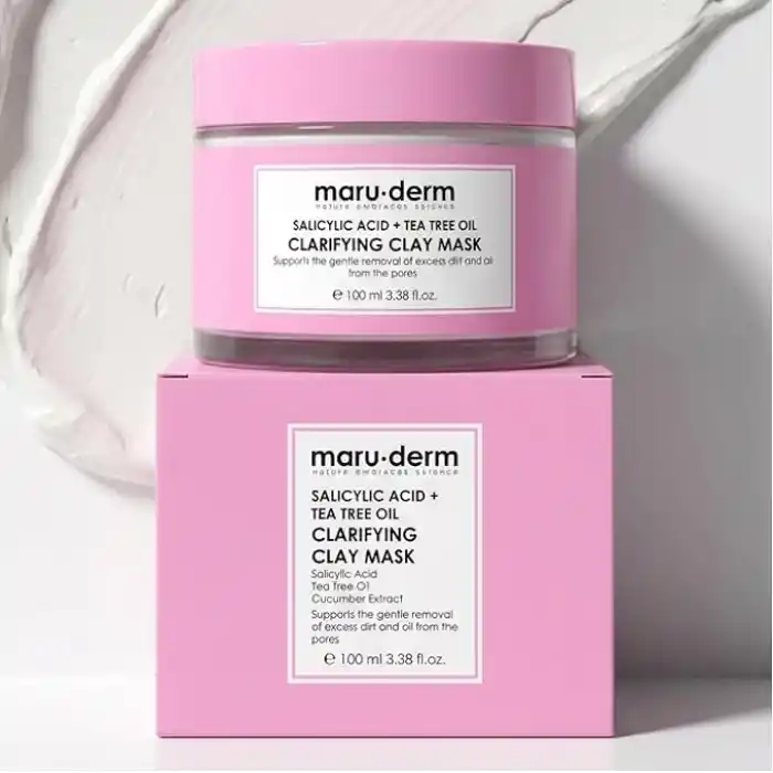 Maruderm Salisilik Asit + Çay Ağacı Yağı Kil Maskesi – Siyah Nokta ve Gözenek Görünümü Karşıtı Arındırıcı Vegan Yüz Maskesi, 100 ML