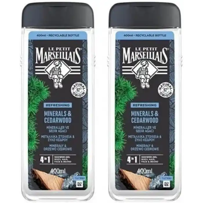 Le Petit Marseillais Men Mineraller ve Sedir Ağacı Duş Jeli 400 ml x2