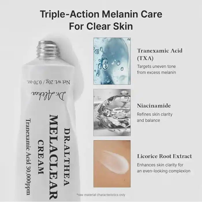 Dr. Althea Melaclear Cream | Traneksamik Asit Niasinamid Meyan Kökü İçeren Leke Karşıtı ve Cilt Tonu Eşitleyici Yüz Kremi 20 g