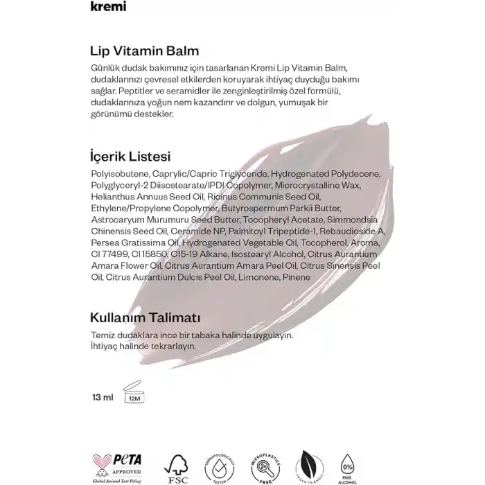 Kremi LIP VITAMIN BALM Cherry Coke 13 mL · Besleyici, Nemlendirici · Peptitler, Seramid, Shea, Jojoba