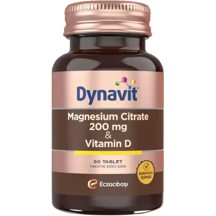 Dynavit Magnesium Citrate 200 mg & Vitamin D 60 Tablet - Kas & Kemik - Magnezyum Sitrat, D Vitamini
