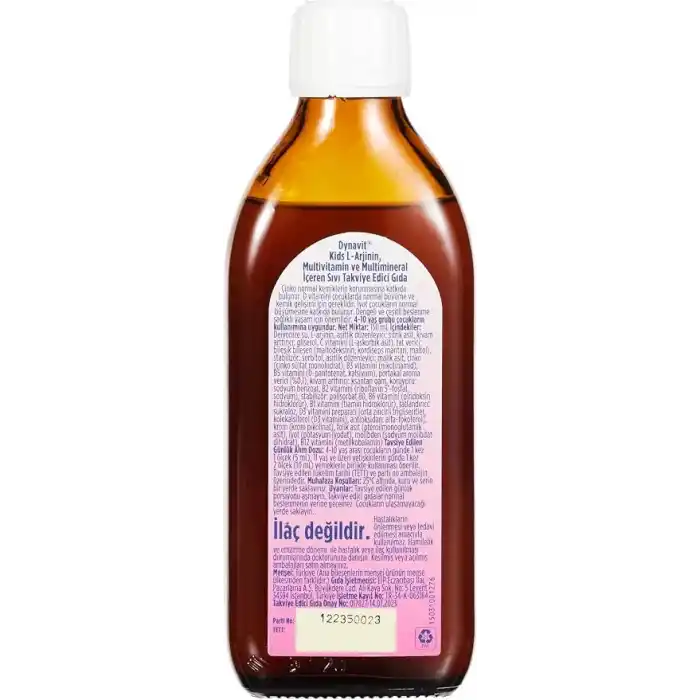 Dynavit Kids Arjikid Multi Şurup 150 mL - Büyüme & Kemik Gelişimi - Çocuk için L-Arjinin, vitamin & mineral
