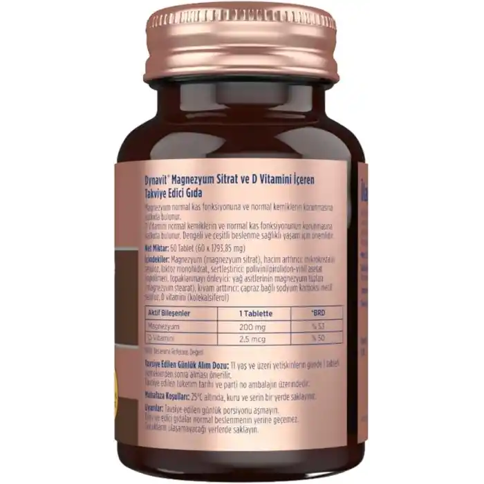 Dynavit Magnesium Citrate 200 mg & Vitamin D 60 Tablet - Kas & Kemik - Magnezyum Sitrat, D Vitamini