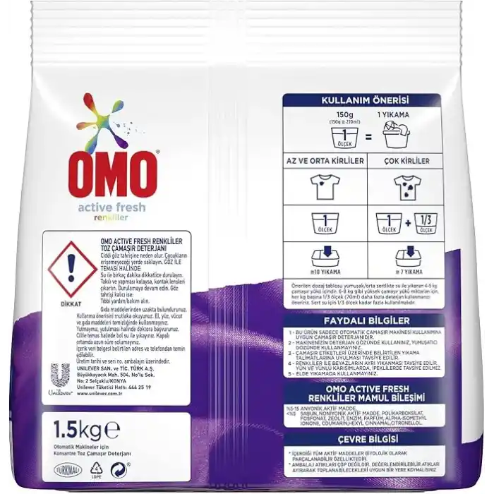 Omo Active Fresh Renkliler Toz Deterjanı 1.5 kg